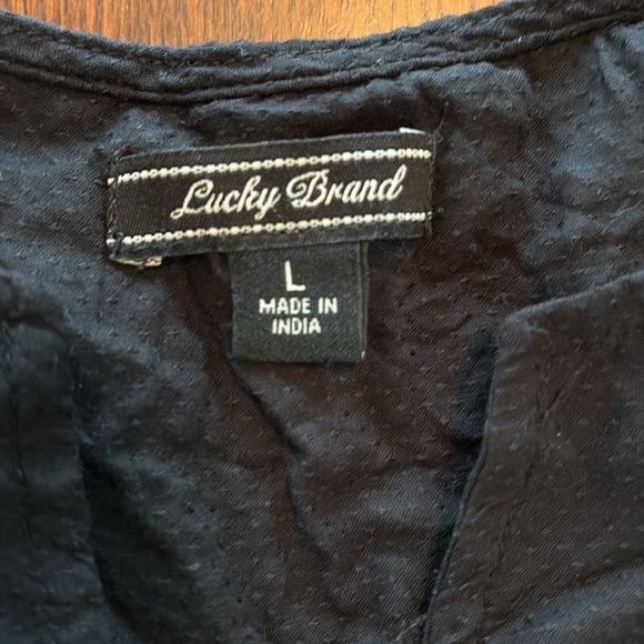 Lucky Brand beaded metallic bling tank top. Large. Black. Viscose. Geometric. - Picture 2 of 8